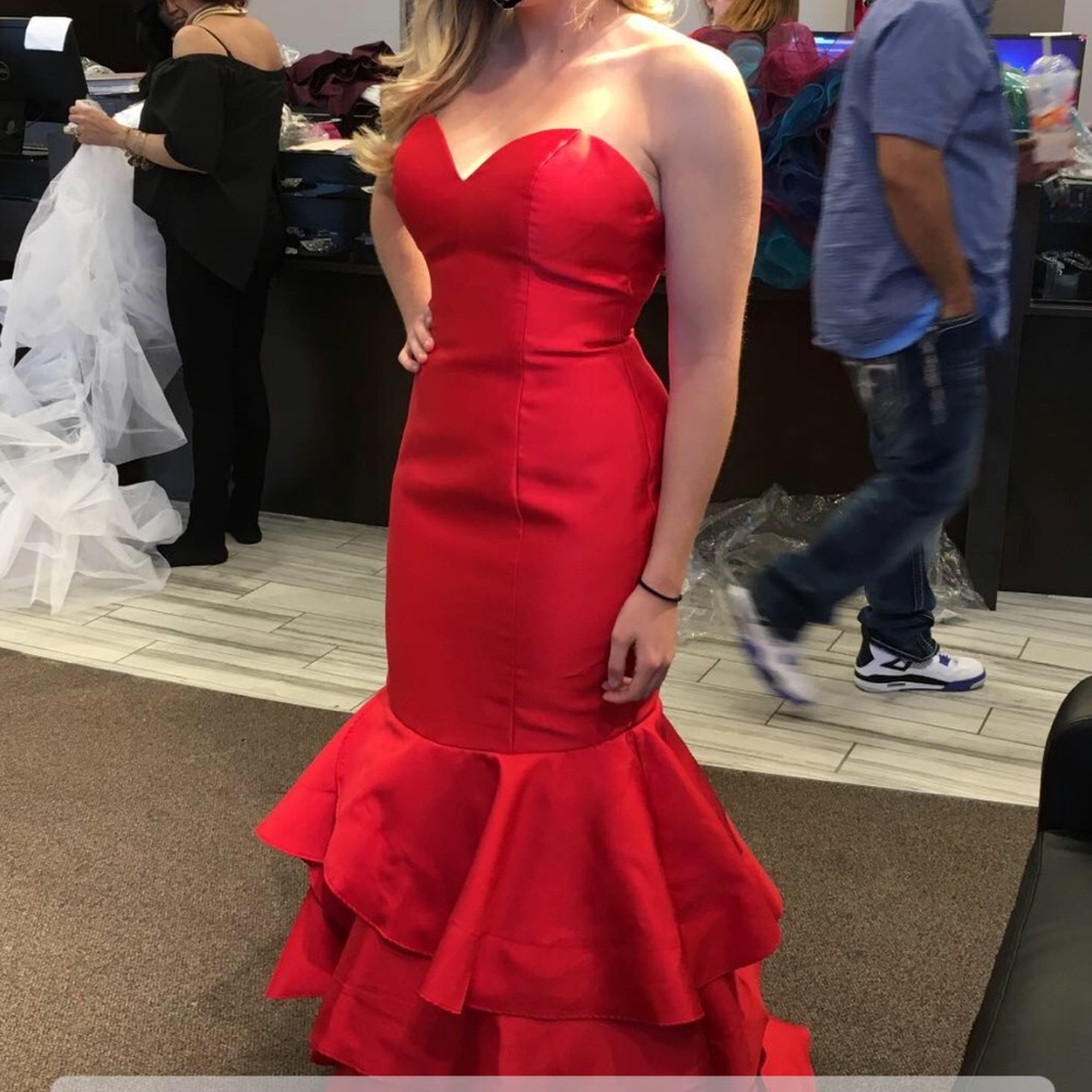 Madison James red gown